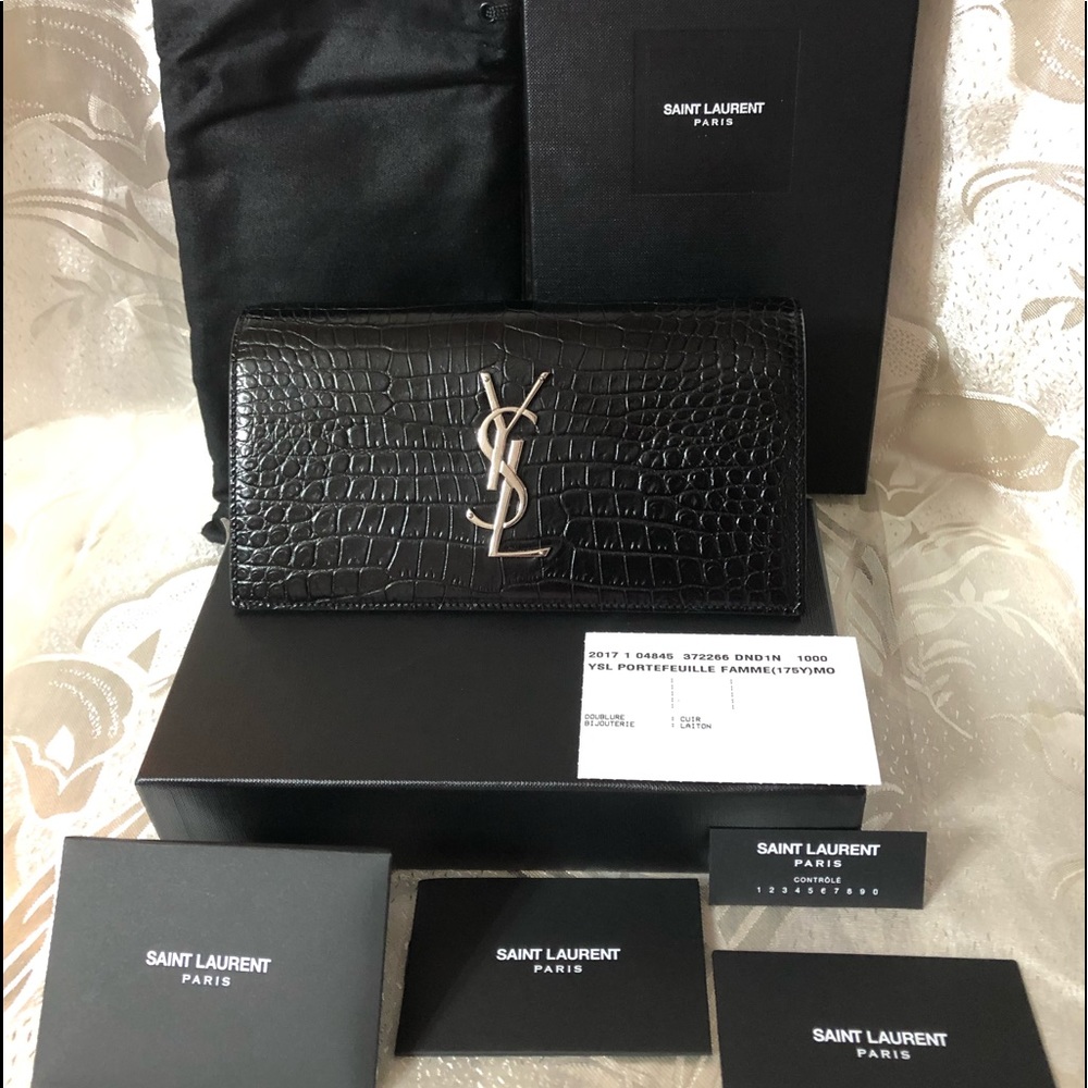 AUTHENTIC SAINT LAURENT PARIS LONG WALLET BLACK